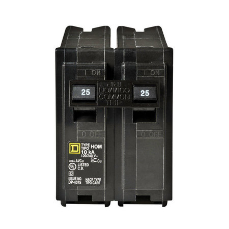 Square D Circuit Breaker, HOM Series 25A, 2 Pole, 120/240V AC HOM225CP